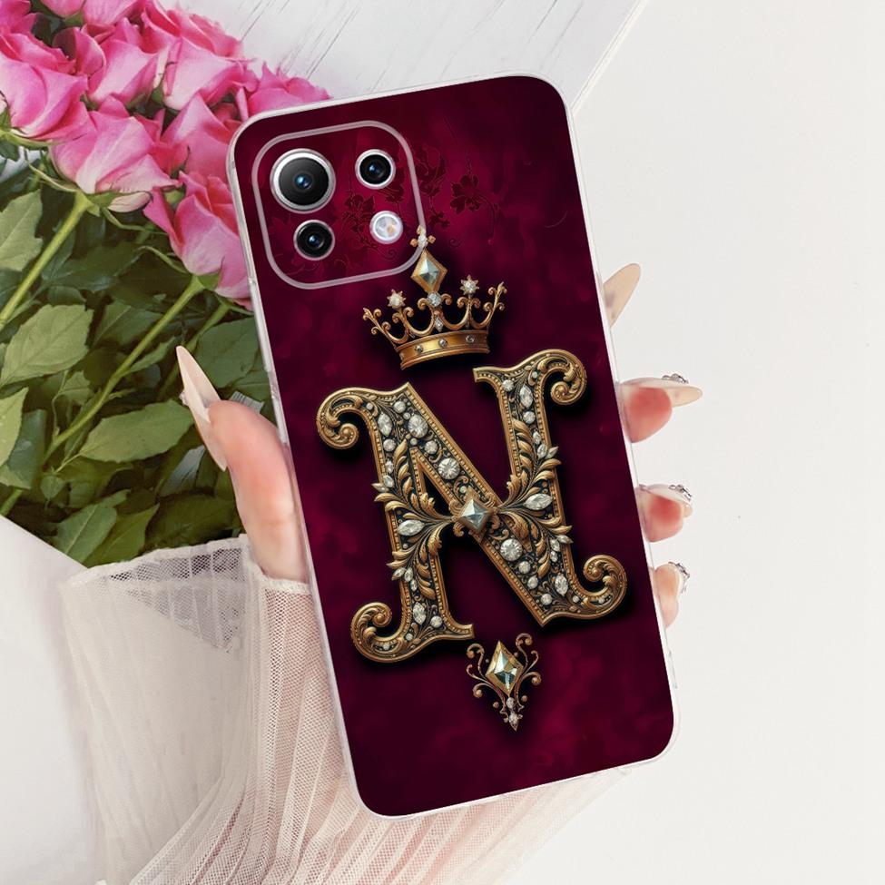 Clear For Xiaomi Mi 11 Lite Cover For Xiaomi Mi 11 Lite 5G Case Luxury Letters Crown 2D Painted Casing For Xiaomi 11 Lite 5G NE