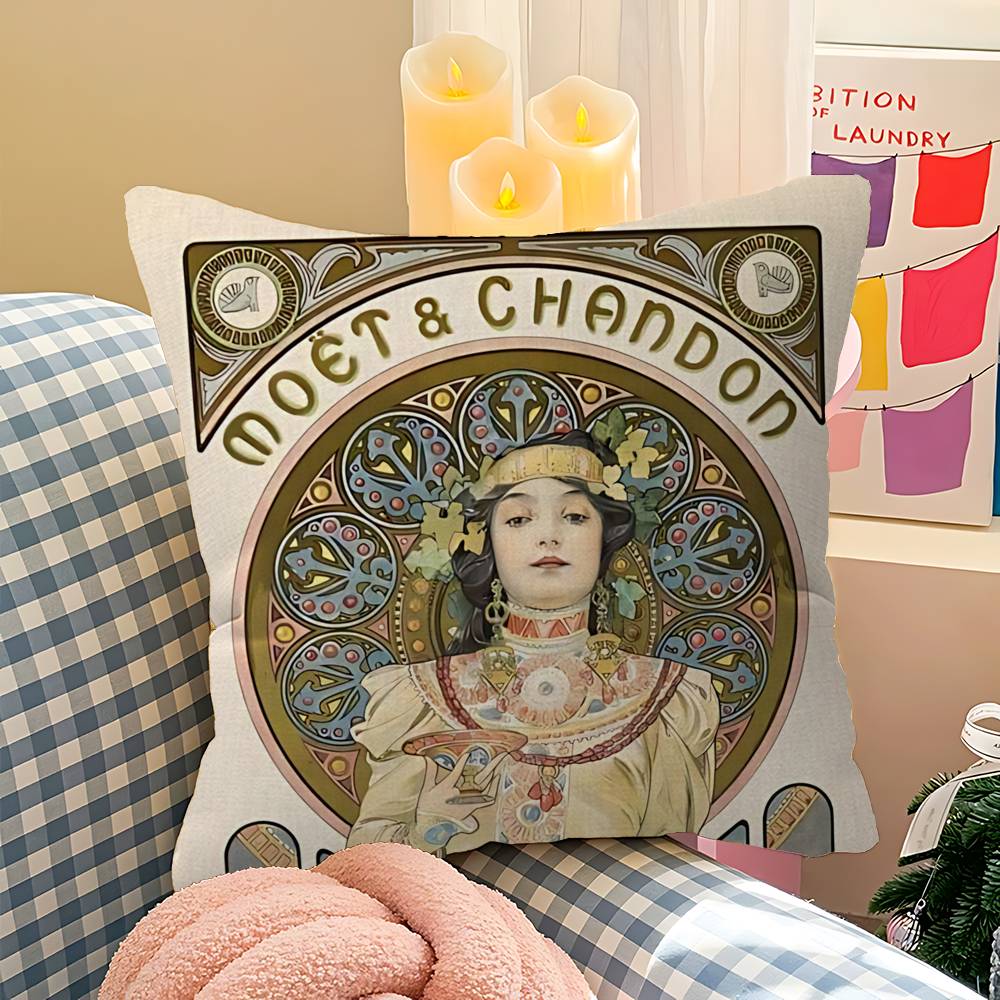 Brand M-Moet C-Chandon Luxury Maple Design Cushion Cover Happy Autumn Harvest Decor Holiday Decorati Pillow Cover