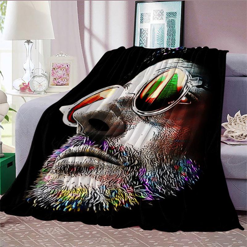 Vintage Color Portrait of a Human Face Flannel Printed Blanket Suitable for All Seasons for Living Room Office Sofa and Travel