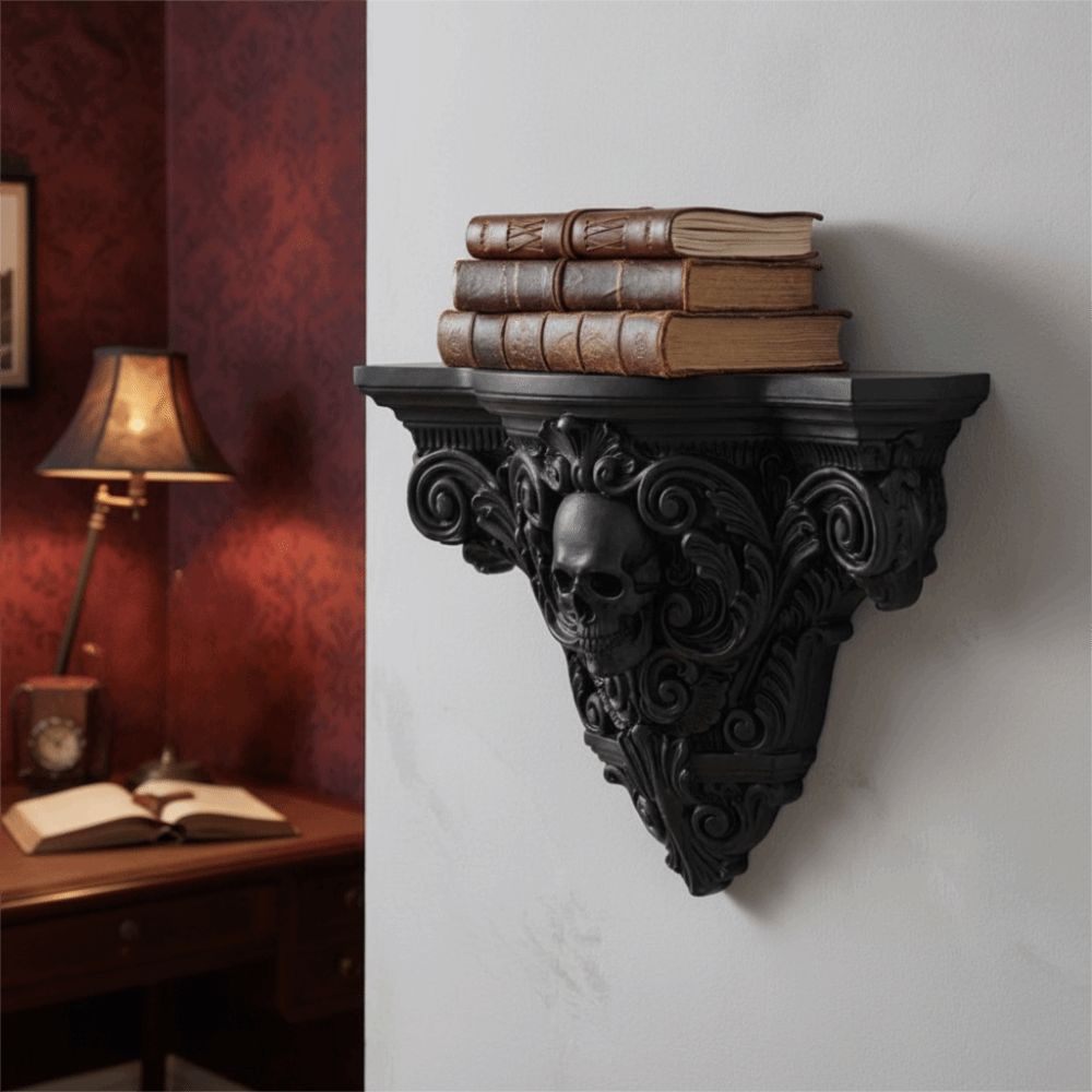 3D Printing Halloween Skull Wall Mount Shelf Gothic Art Skull Wall Rack Living Room