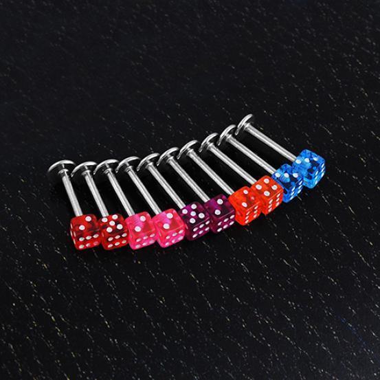 20 st Mixed Cube Tärningar Läpp Öronstift Ringar Tragus Labret Body Piercing Bars