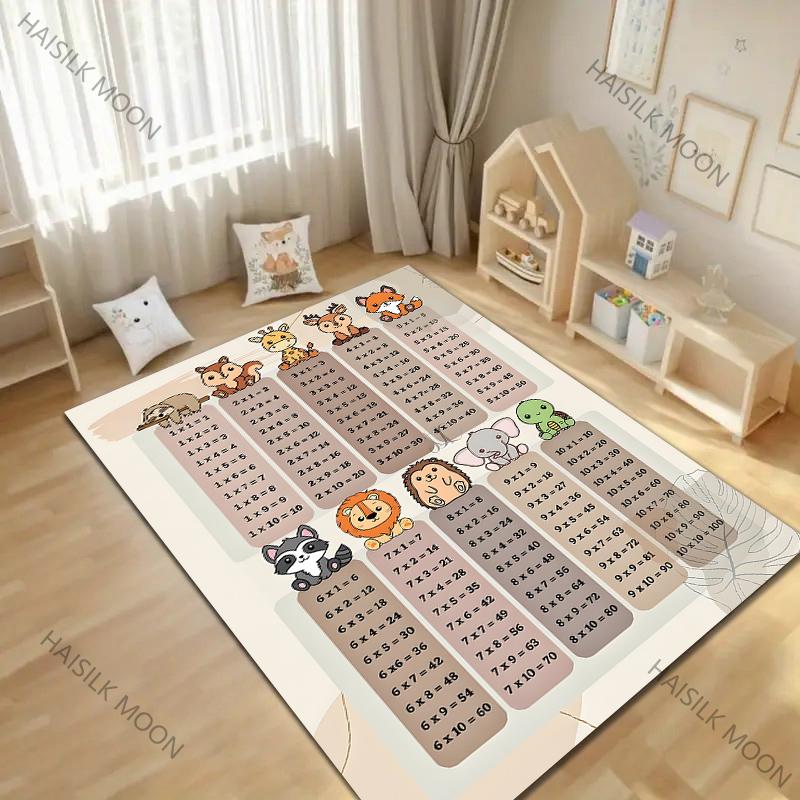 Einmal-Eins Teppich mit Aufdruck für Wohnzimmer, Schlafzimmer, Sofa, Heimdekoration, rutschfeste Bodenmatte, Aktivitätsteppich für Kinderzimmer