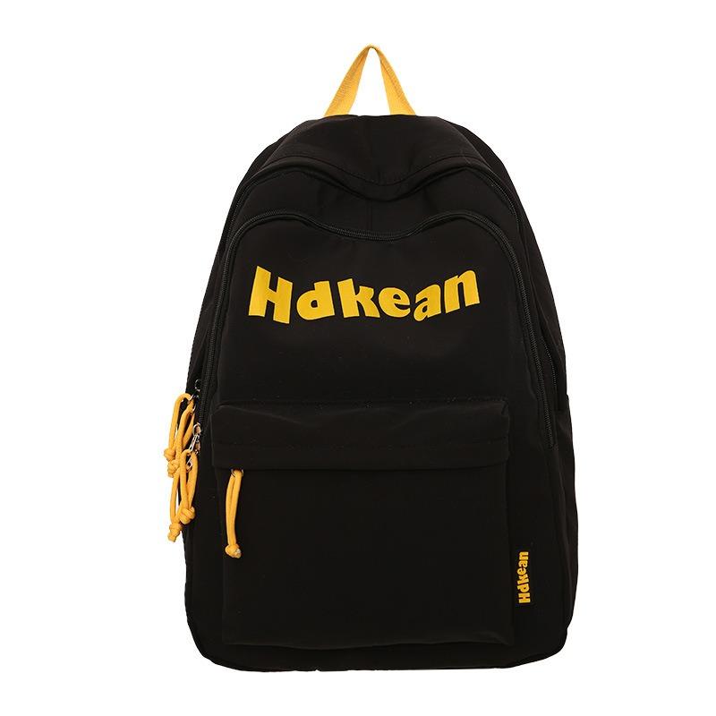 New High-value Solid Color Simple Letter Backpack Couple Casual Lightweight Large-capacity Backpack