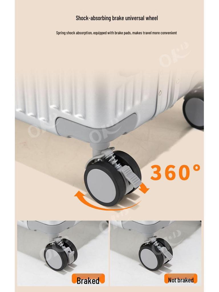 Front-Opening Drop-Resistant Aluminum Frame Suitcase, 20" & 24" Sizes, for Men & Women Travel