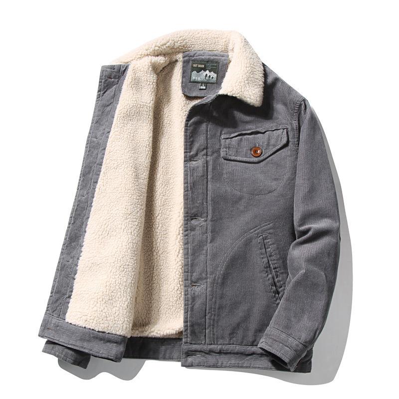 Winter Corduroy Men's Padded Jacket Stand-up Collar Casual Padded Jacket Top Thermal Padded Jacket