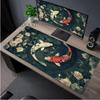 Japanese Desk Mat Black  White Mouse Pad Koi Fish Japan Art Seal Yinyang Fish Large XL Gaming Deskmat Rubber Mousepad X