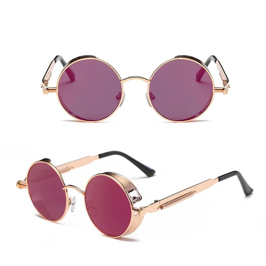 Men'S Gothic Sunglasses For Women Punk Round 80S Retro Steampunk Mirrored Sun Protection Glasses Fw2518