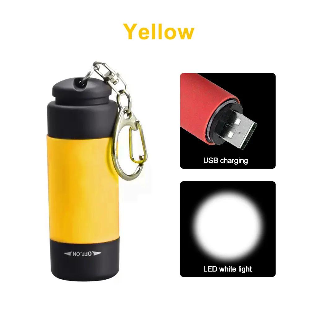 Led Mini Torch Light Portable USB Rechargeable Pocket Keychain Flashlights Waterproof Outdoor Hiking Camping Torch Lamp Lantern