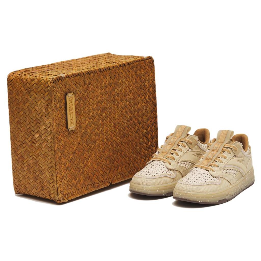 

New Anta Street Naughty Bamboo Slender Anti Slip And Wear Resistant Breathable Low Top Skateboard Shoes Men s Beige Gray 112238066S-1 44