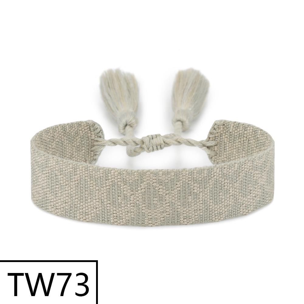 Handmade Bohemian Embroidered Logo Tassel Bracelet - Ethnic Style Friendship Band