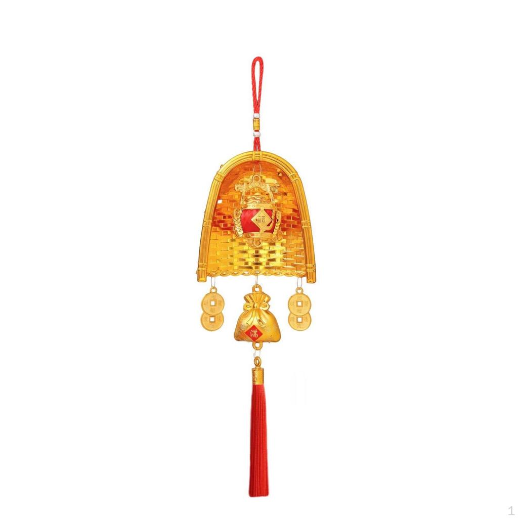 Chinese Year Dustpan Hanging Decor, Gilded Sweeper Ornament, Indoor Housewarming Decoration