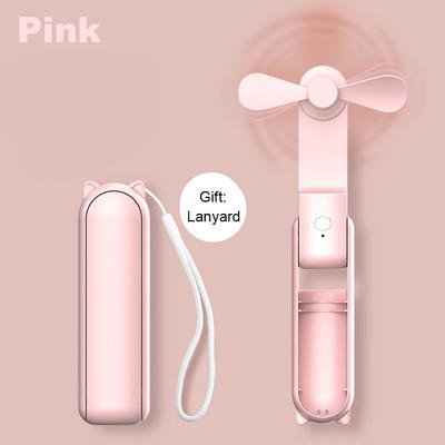 1PC Portable Fan 2000mAh USB Rechargeable 3 Speed Mini Handheld Foldable Fan Hand Held Small Pocket Travel Fan with Handy Power Bank