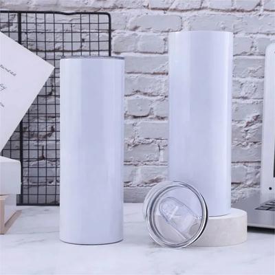 20oz Sublimation Skinny Tumblers Straight Blanks Stainless Steel Coffee Mugs With Lid and Plastic Straw Sippy Cups Reusable Ya741