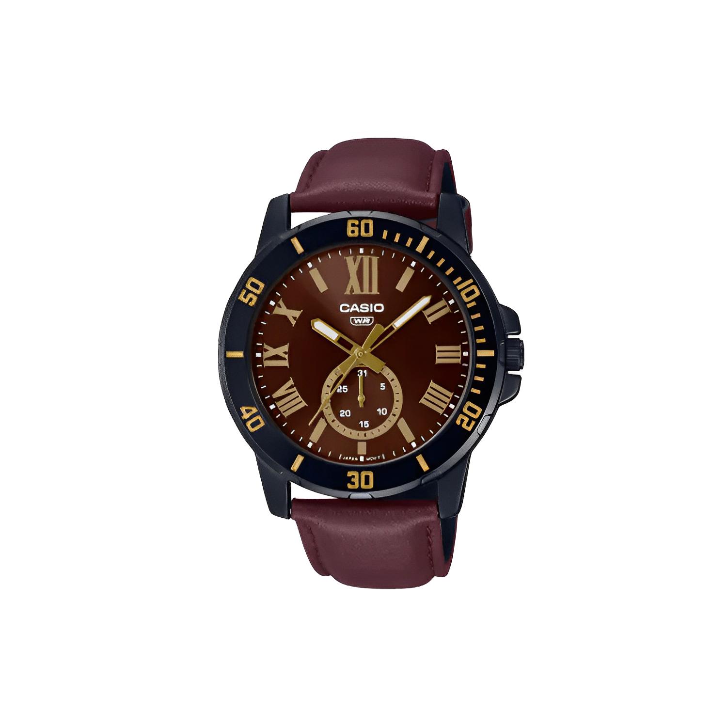 CASIO Unisex Standard Series 45mm Red Watch MTP-VD200BL-5BUDF Umber Watch Dial