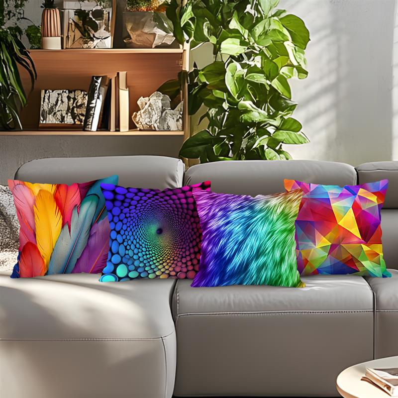 Colored Pattern Cushions Pillowcase Printed Polyester 45X45Cm Throw Pillow Cover Decorative Sofa Cushion Pillowslip Home Decor