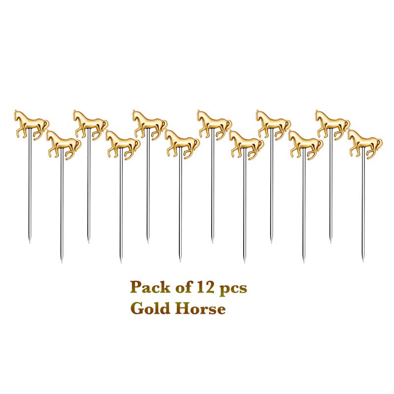 12PCS Cocktail Stick Cocktail Pick Skull Shape Horse Shape Martini Cocktail Drink Pin Fruit Pick, Set of 12