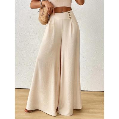 Lässiger Stil Übergröße High-Waist Fließende Weite Hosen für Damen Sommer Baumwoll-Leinen-Textur Schlankmachende und schmeichelnde Rockhosen Pendeln
