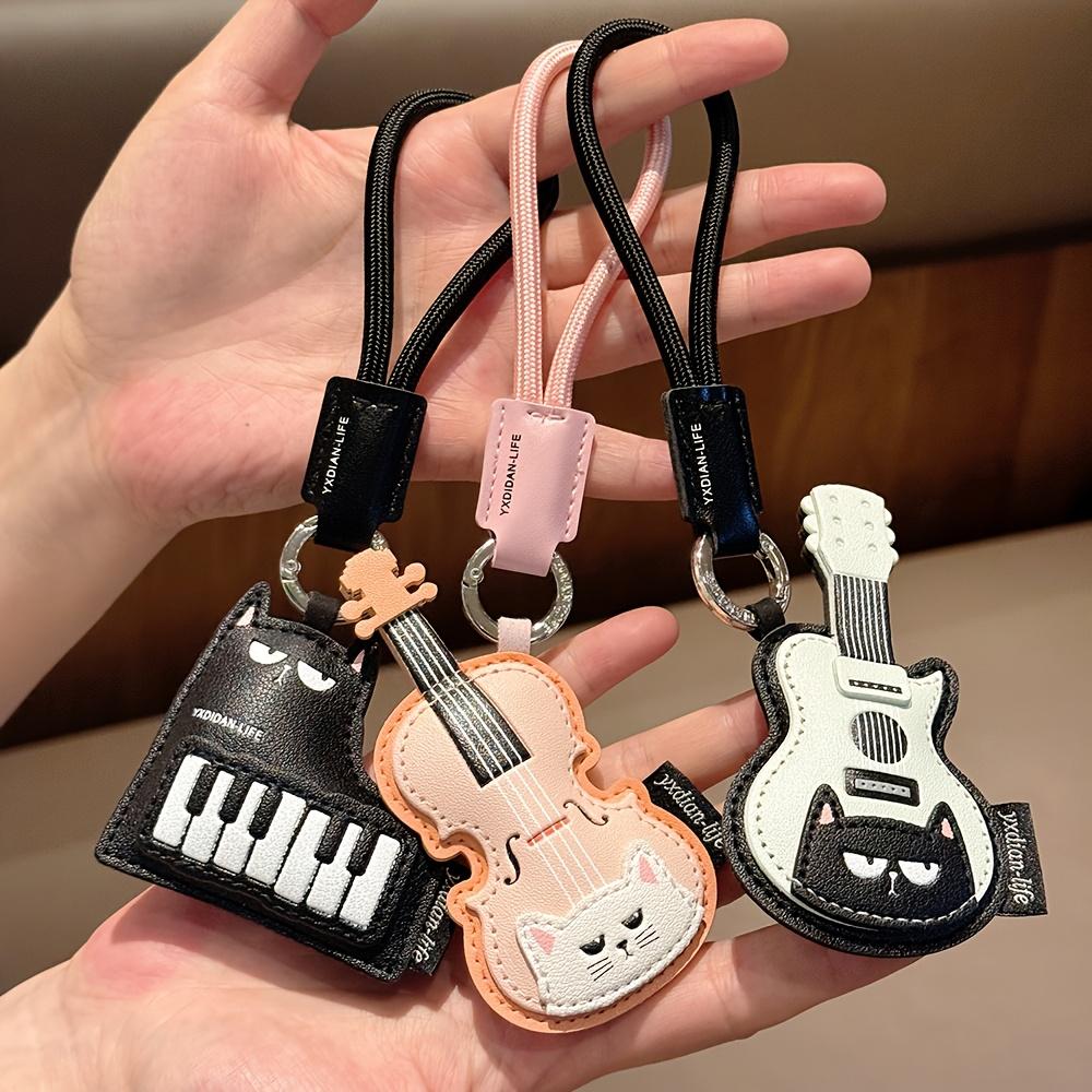 Miniso Cute Cat Musical Instrument Violin Piano Guitar Cartoon Pendant/Creative Bag Ornament/Car Keychain School Bag Ornament