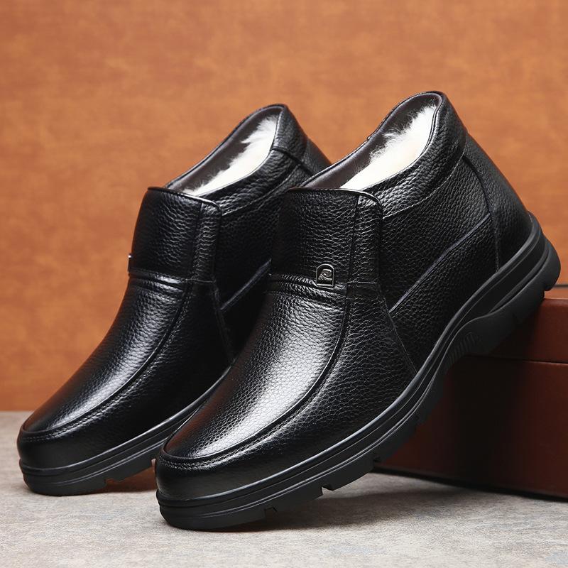 Winter new leather velvet warm cotton shoes cold resistant thickened cotton leather shoes large size cotton shoes