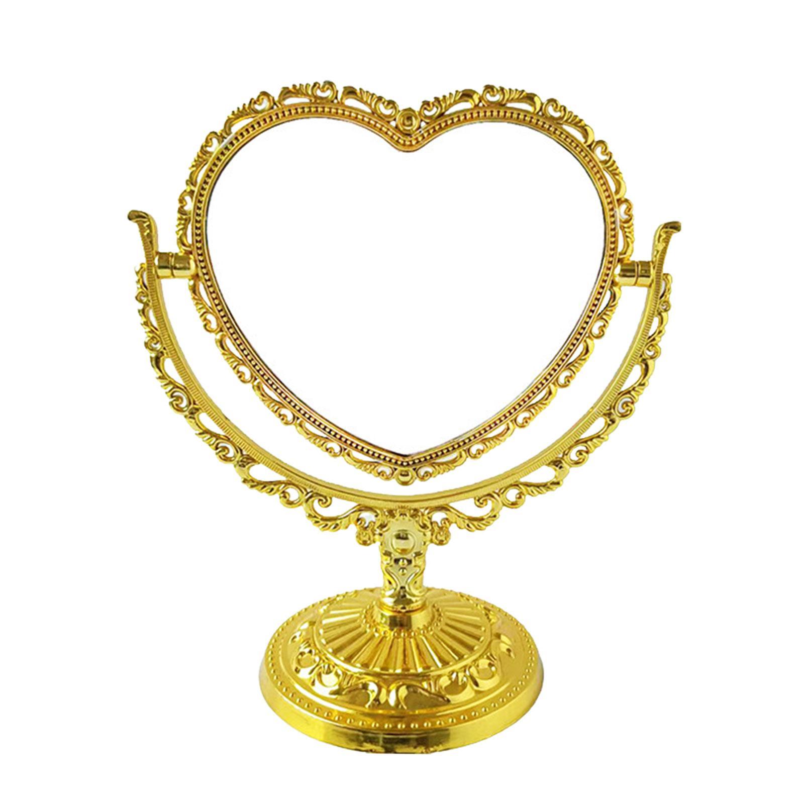Retro Oval Swivel Tabletop Makeup Mirror 360 Degree Rotation Vanity Mirror for Home Bedroom
