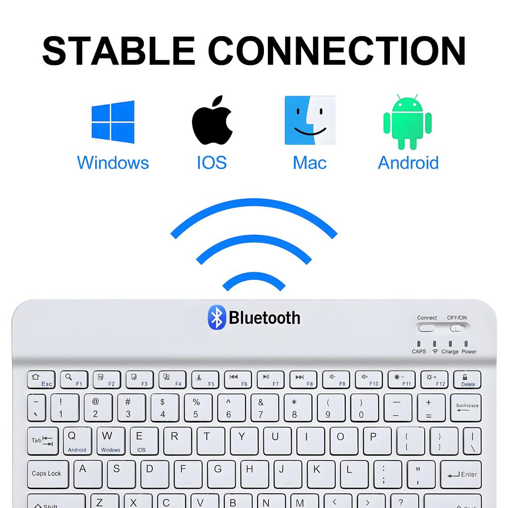 Slim Bluetooth 5.0 Keyboard Universal Wireless | 20-Day Battery Wide Range | Rechargeable Travel Keyboard for iOS Android Window