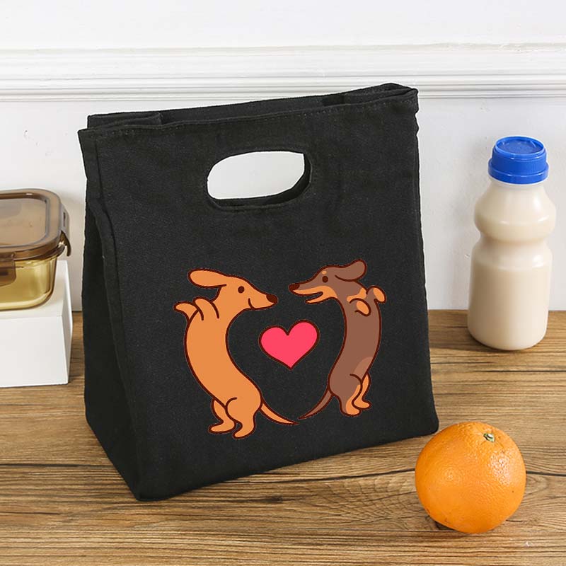 Dachshunds Fresh Cooler Bag Canvas Portable Insulated Thermal Lunch Bags for Women Kids Bento Box Tote Picnic Food Storage Pouch
