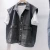 Giacca di Jeans Gilet Gilet Retro Primavera e Autunno Donna Senza Maniche Casual Versatile Capo d'Abbigliamento Esterno Top Cargo in Denim