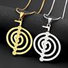 Spiral Cho Ku Rei 7 Chakras Stainless Steel Pendant Necklace Reiki Protection Healing Chokurei Snake Chain Necklaces Jewelry