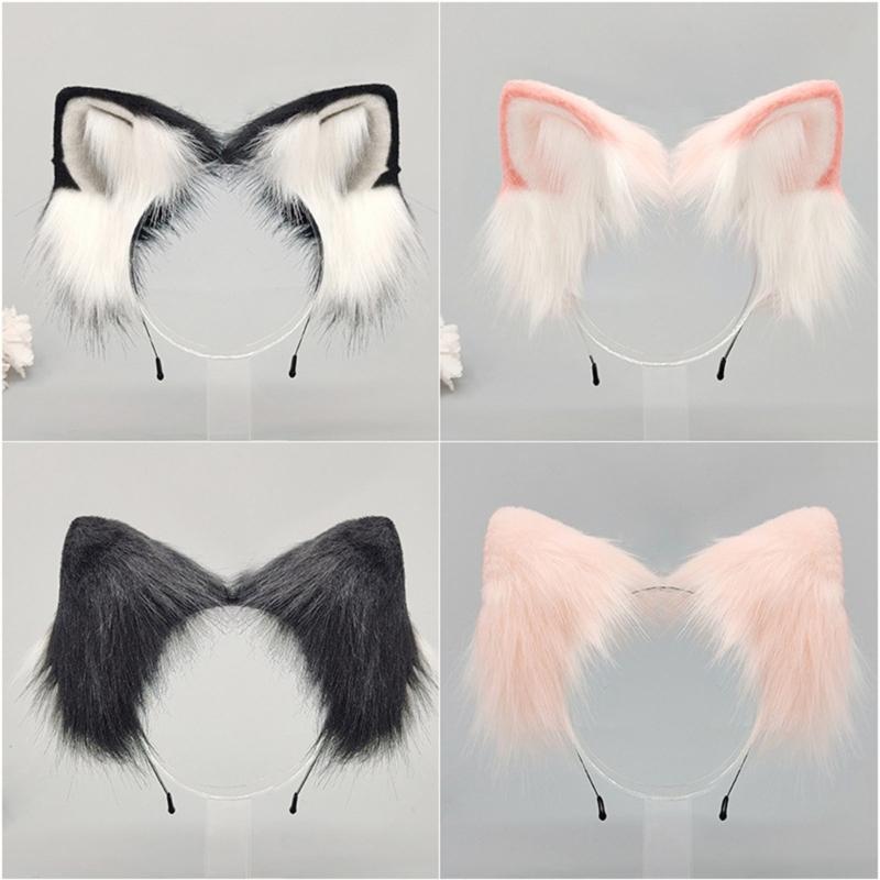 Handgefertigtes Kunstfell Katzenohren Stirnband Animie Kopfschmuck für Damen und Teenager Cosplay Kostüm Party Verkleidungs Accessoires