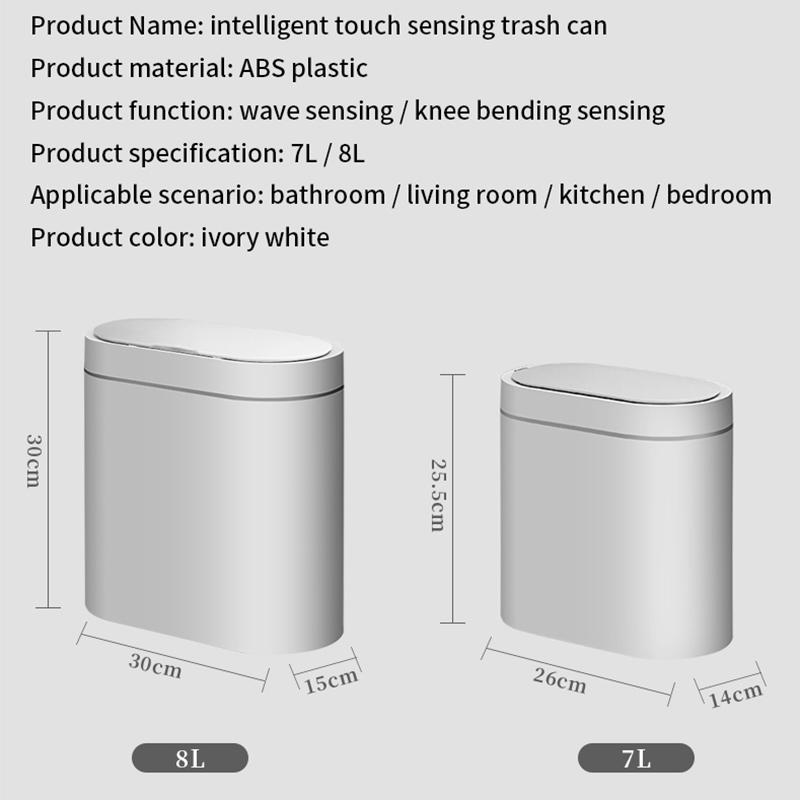 USB Charge Smart Sensor Trash Can Electronic Automatic Household Bathroom Toilet Waterproof Narrow Seam Storage Bucket Smart Home Trash Bin