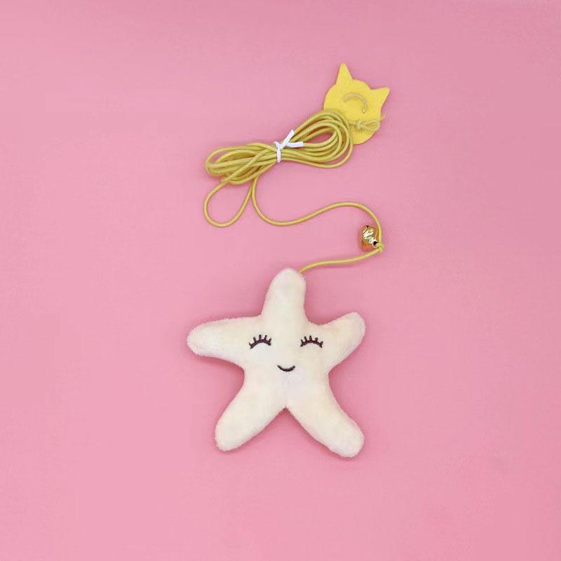 Interactive Cat Toys Funny Stick Kitten Self -hi Elastic Rope Dragonfly Shape Feather Bell Hanging Door Teasing Kitten Toy