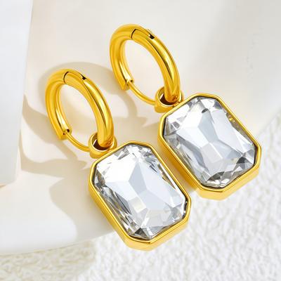 Fashion Stainless Steel Earrings Square Diamond Simple Niche Women's Jewelry Women's Stud Earrings