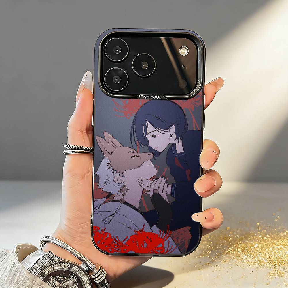 Mr. Masked Fox and the Female Student Phone Case For iPhone17,16,15,14,13,12,11,Pro,MAX White Matte Shockproof Cover