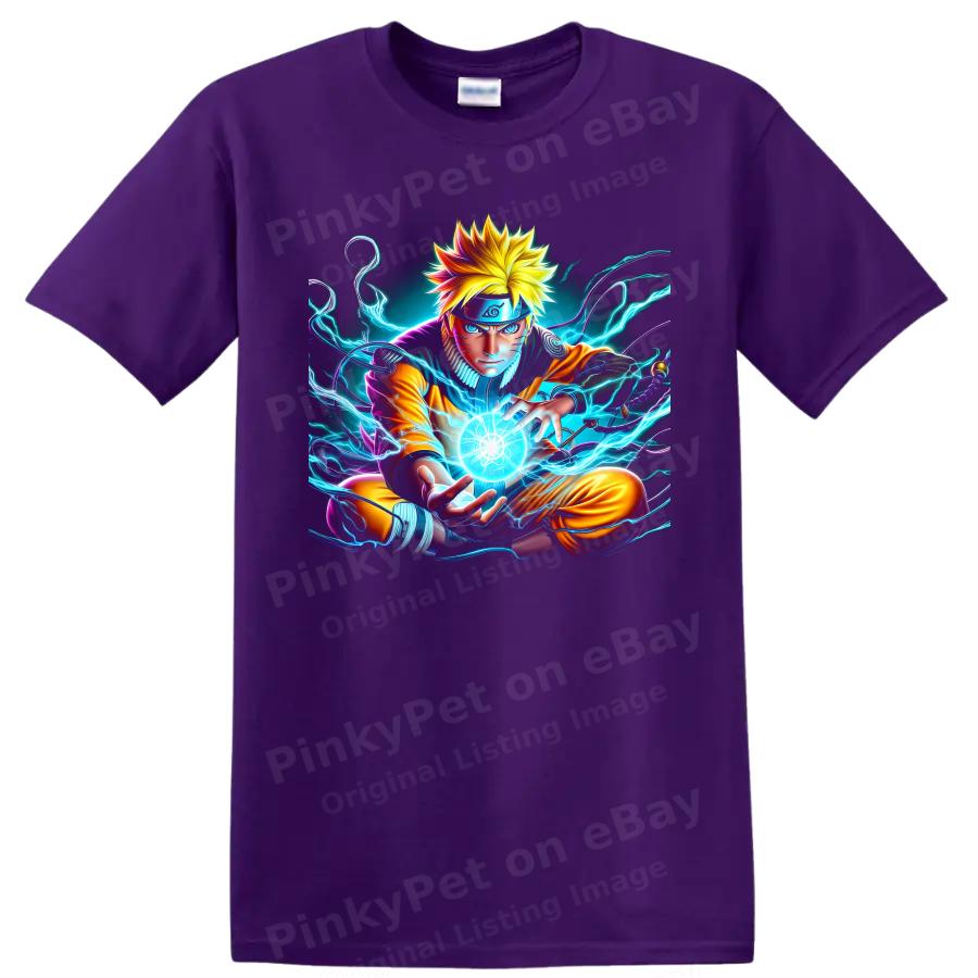 Uzumaki Rasengan Anime Action T Shirt Neon Energy Ninja Graphic Tee Art