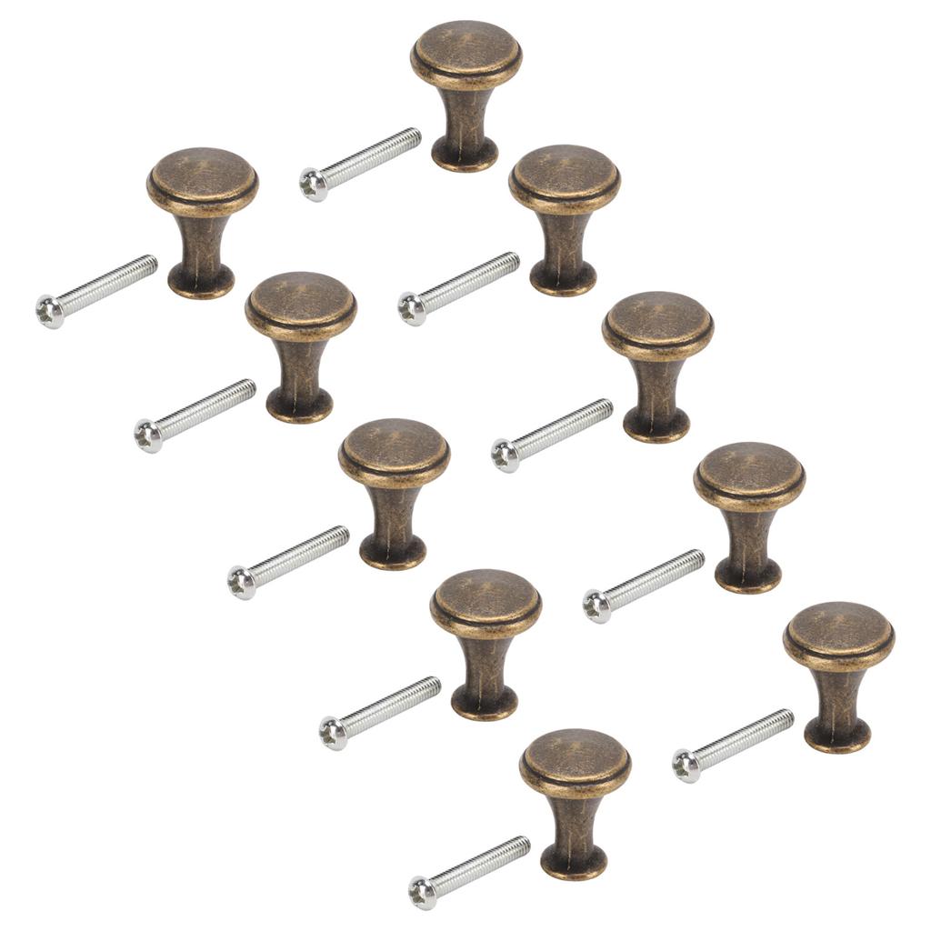 10 Sets Single Hole Handles 20x25MM Replacement Single Hole Drawer Cabinet Round Handle DecorationGreen Bronze