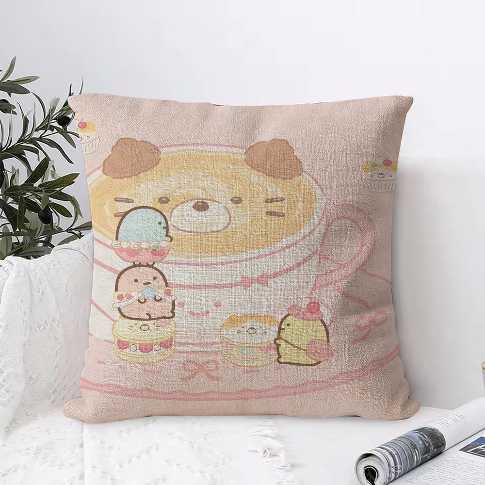 SSumikkogurashi Cushion Cover Eco Linen Pillow Case DoubleSided Print Breathable Durable Zipper Home Decor Gift