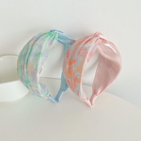 2 Piezas Diadema para Mujer Color Tie-Dye Diseño de Nudo Tejido Suave Aro Ancho para el Cabello Ligero Elástico Accesorio para el Cabello