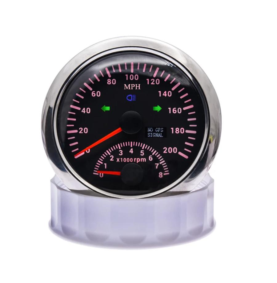 Car Truck Boat 85mm Digital Red Backlight GPS Speedometer w/Tachometer 0-200MPH