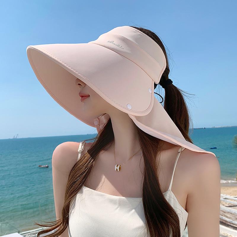 Summer Uv Protection Sun Hat With Wide Brim And Removable Shoulder For Women