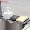 Spülbecken-Silikontablett mit Ablauf, Seifen- und Schwamm-Aufbewahrungshalter, Arbeitsplatten-Spülbecken-Schrubberbürste, Seifen-Aufbewahrungsregal, Küchen-Organizer