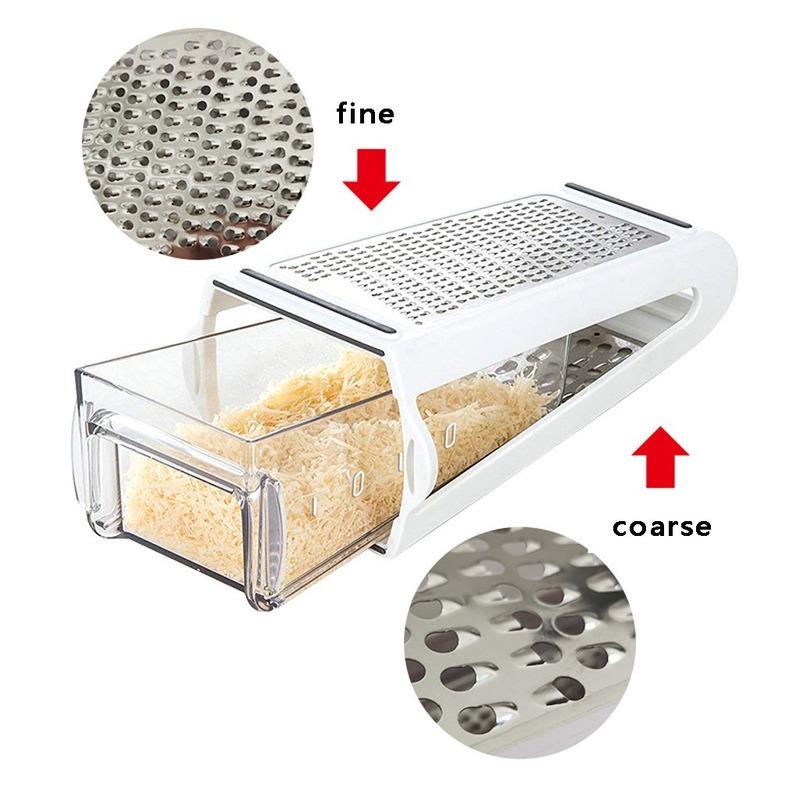 Double-sided Blades Cheese Vegetables Grater Carrot Cucumber Slicer Cutter Box Container Kitchenware Stainless Kitchen Tools