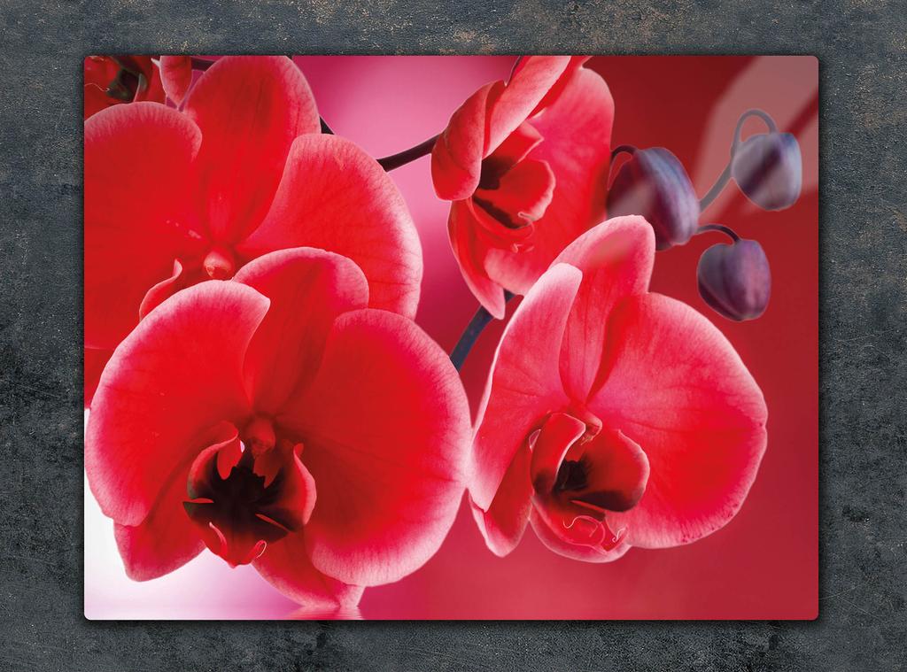 TAGLIERE IN VETRO 52x40 ORCHIDEA