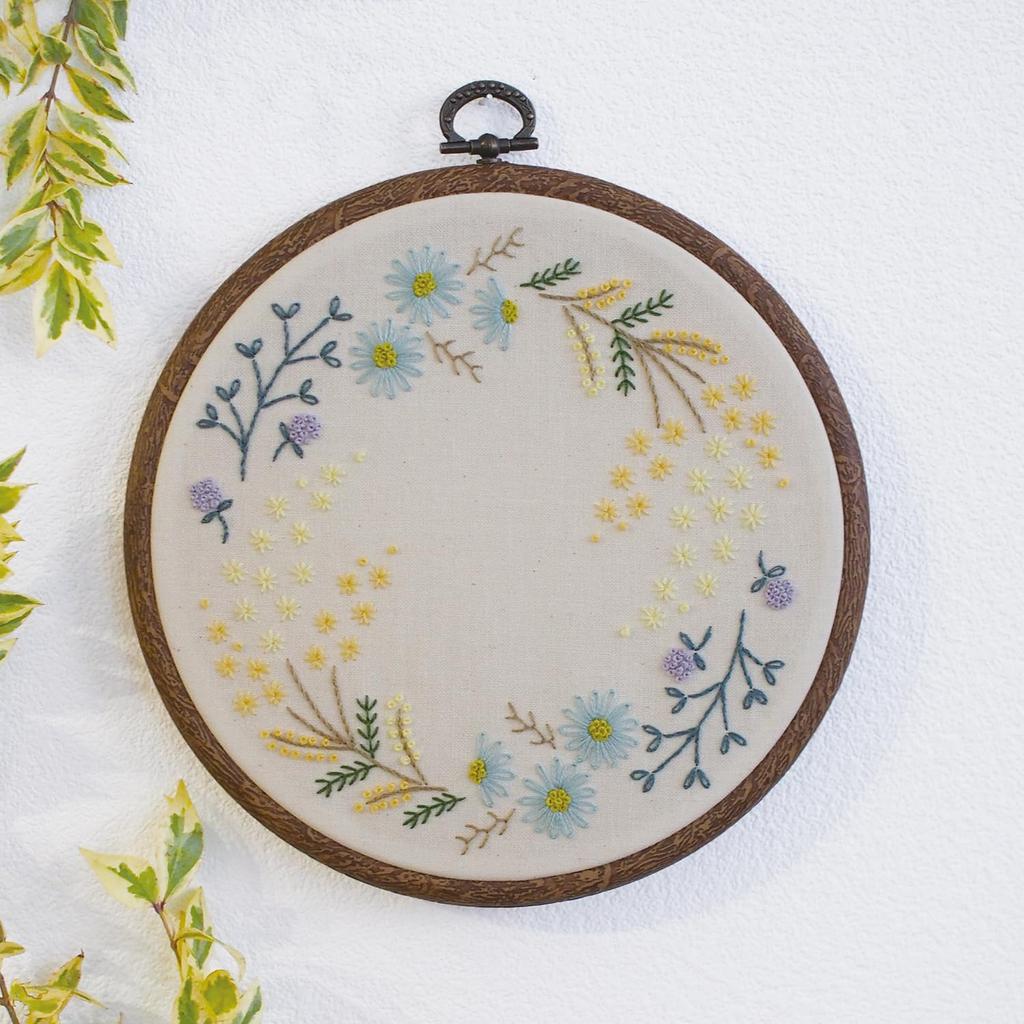 Olympus Embroidery Kit GARDEN PARTY French Embroidery Botanical Wreath Mimosa Wreath dedicated hoop GP-K13 Includes