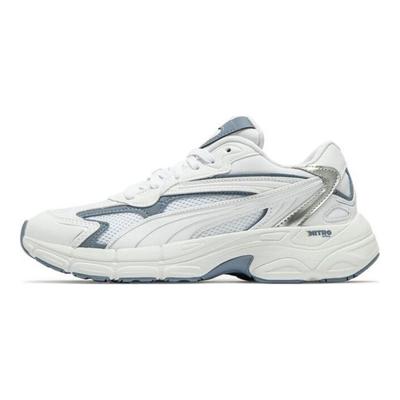 Tevaris Nitro Metallic Tkanina Skóra Syntetyczna Codzienne Niskie Buty Lifestyle Damskie Trampki Biały Niebieski 391098-04