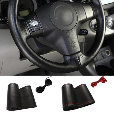 DIY Soft Microfiber Faux Leather Car Steering Wheel Covers with Needle Thread