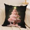 Merry Christmas Printed Cushion Cover Silky Short Plush Invisible Zipper Dustproof Sofa Pillow Case For Home Decor