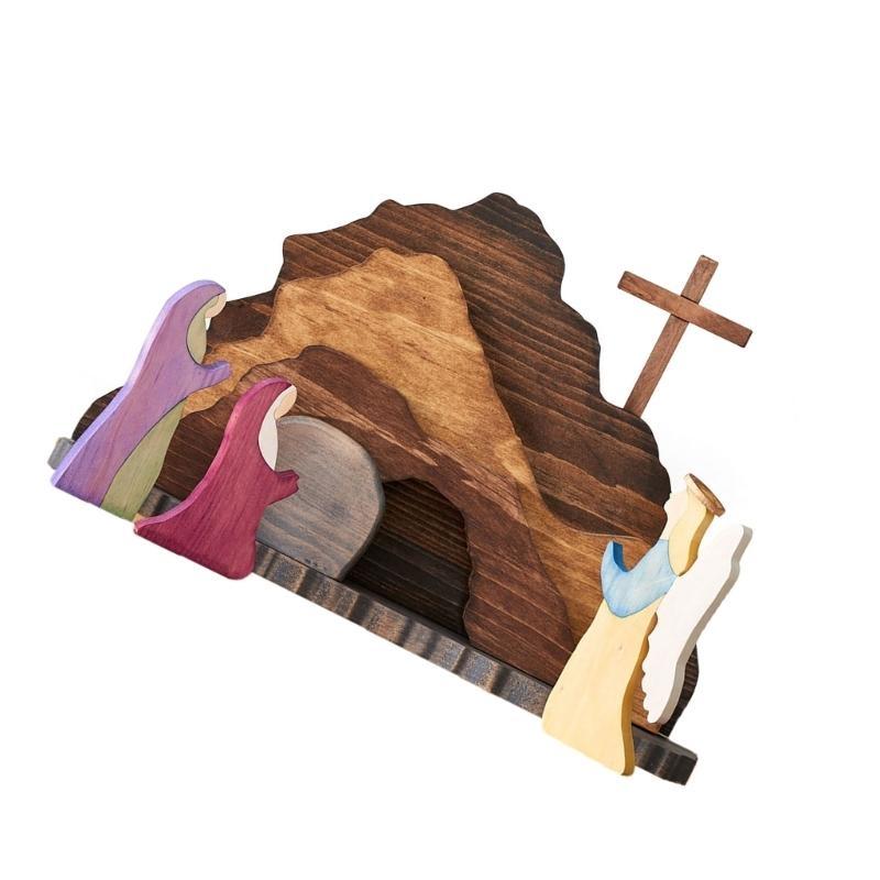 Handcrafts Wooden Easters Nativity Scene Figurines Set Decors for Home Tabletop Christian Celebration Display Ornaments top sale