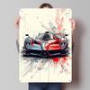 Poster in banda stagnata Auto da Corsa Sportiva Rossa e Blu Arte da Parete Personalizzata Segnali Metallici Vintage Targhetta in Latta Retrò per Decorazioni per la Casa Ornamenti