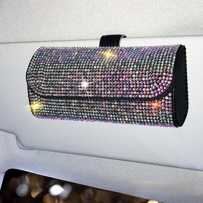 Fashion Bling Car Glasses Case Anti-pressure Hard Shell Eye Glasses Case Rhinestone Sunglasses Case Car Assessoires