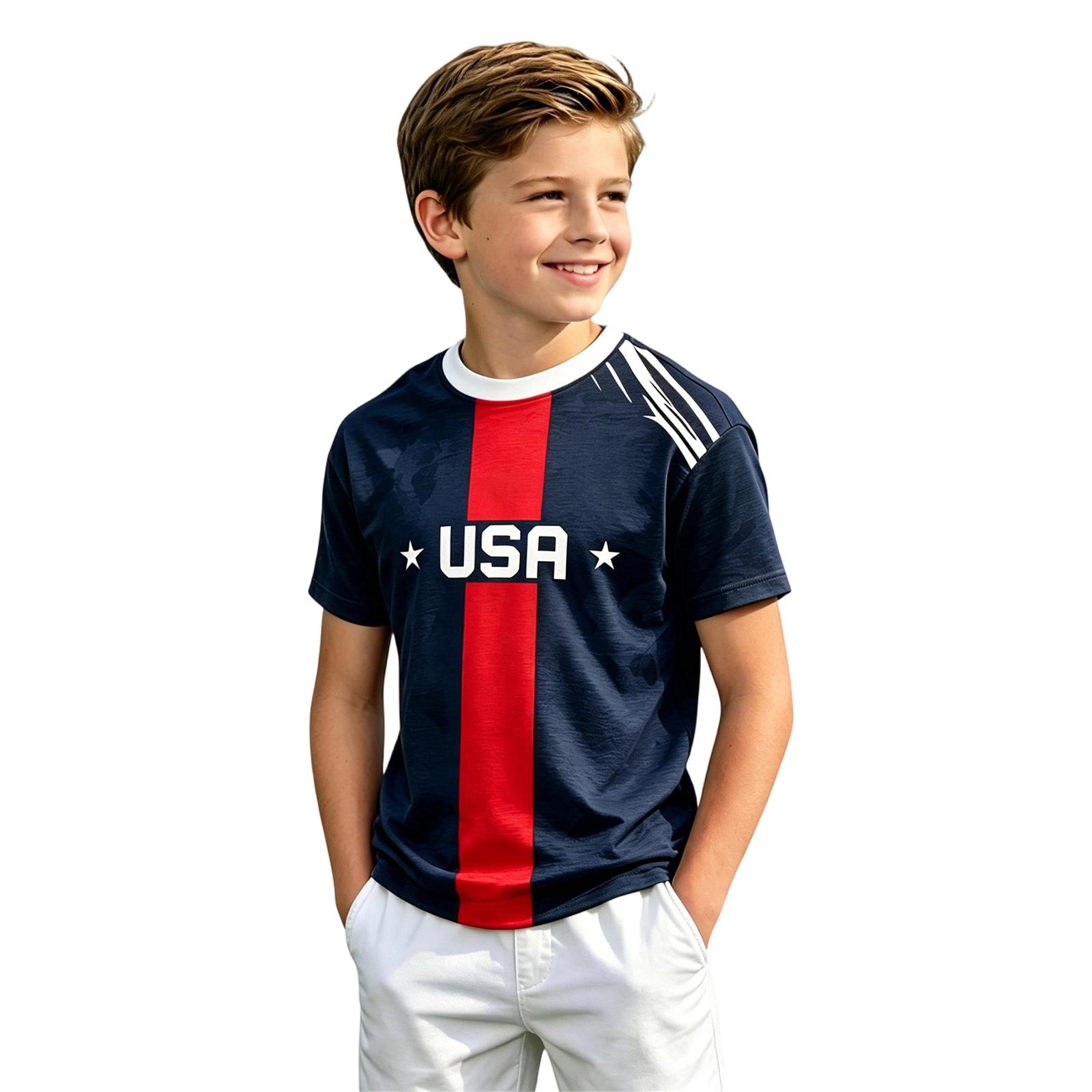 Kids Retro Soccer T-Shirt for Boys and Girls 100